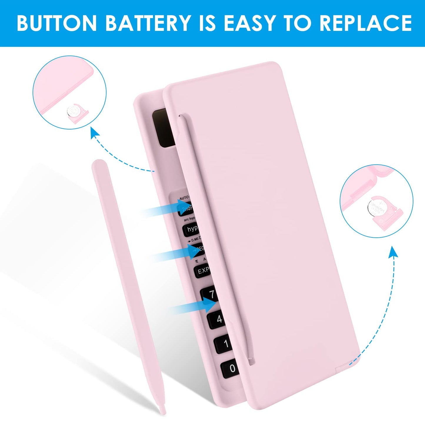 IPepul Scientific Calculators for Students, 10-Digit Large Screen, Math Calculator with Notepad, Classroom Must Haves for Middle High School Supplies & College （Pink