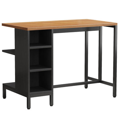 Tribesigns Kitchen Island, Kitchen Shelf Kitchen Bar Table with 5 Open Storage Shelves and Large Worktop, Industrial Butcher Block Island (Stools Not Included)
