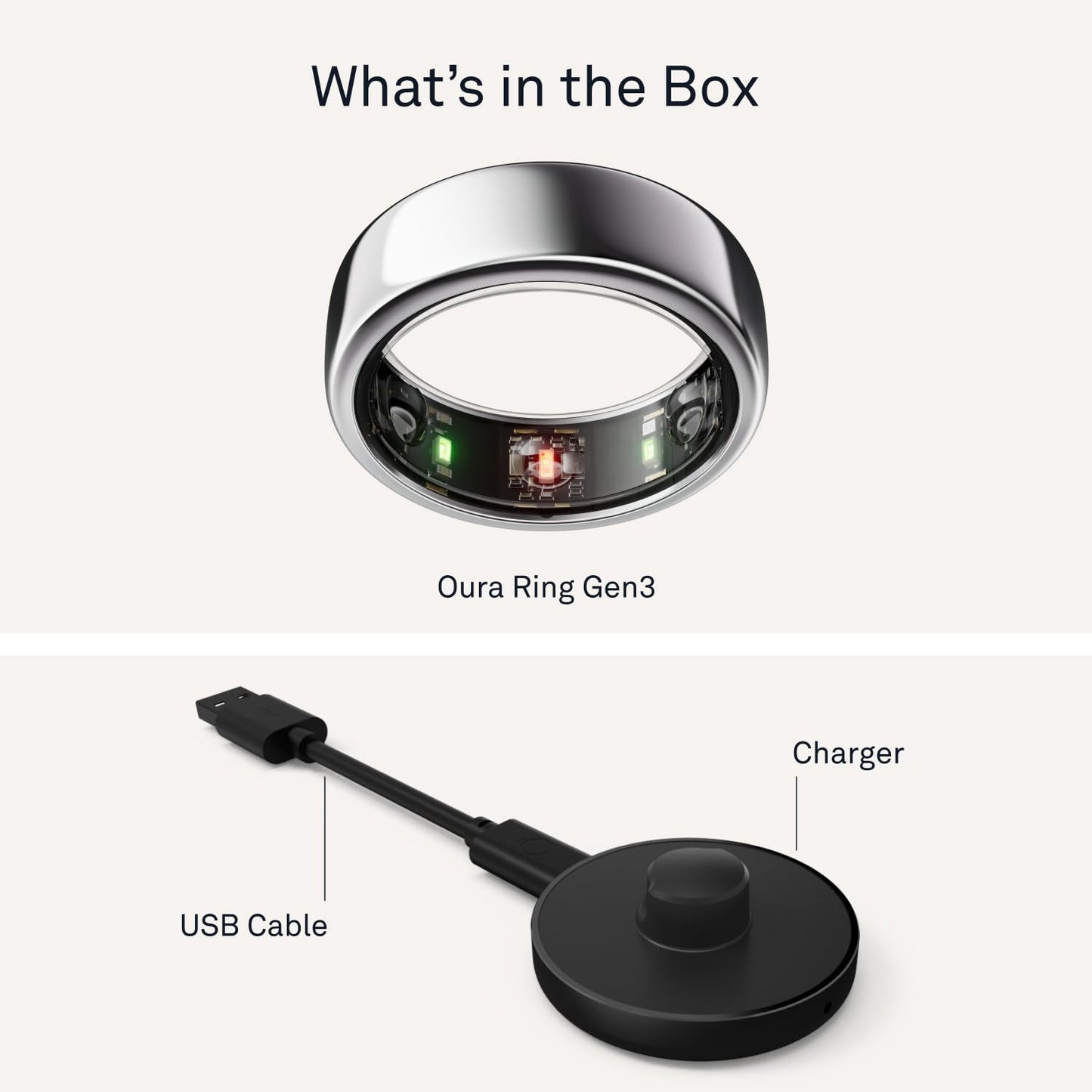 Oura Ring Gen3 Horizon - Silver - Size 7 - Smart Ring - Size First with Oura Ring Gen3 Sizing Kit - Sleep Tracking Wearable - Heart Rate - Fitness Tracker - 5-7 Days Battery Life