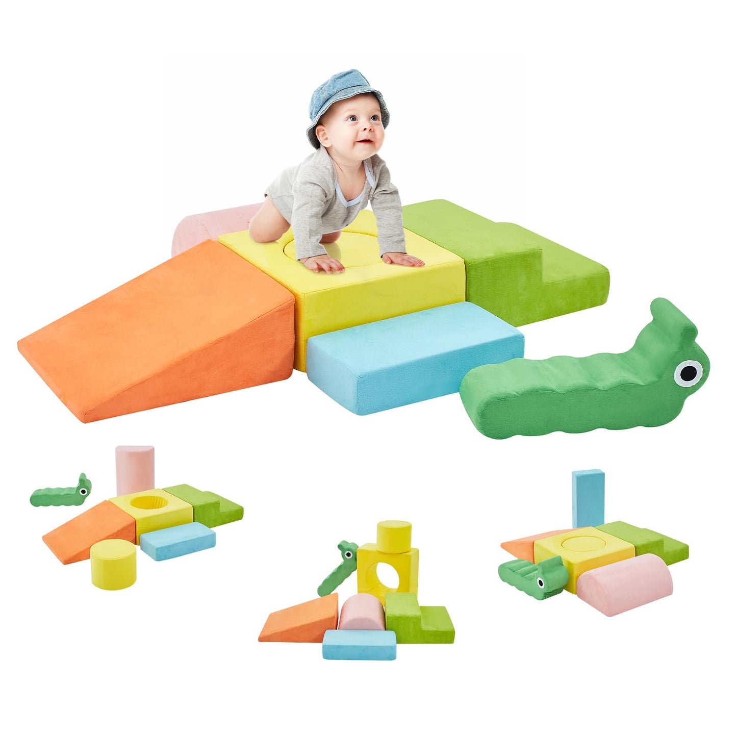 QUCHI Climbing Toys for Toddlers, Baby Climbing Blocks, 7-Piece Soft Foam Climbing Blocks Set, Baby Climbing Toys, Toddler Playtime Corner Climber Foam Play Gym for Climbing Crawling and Sliding