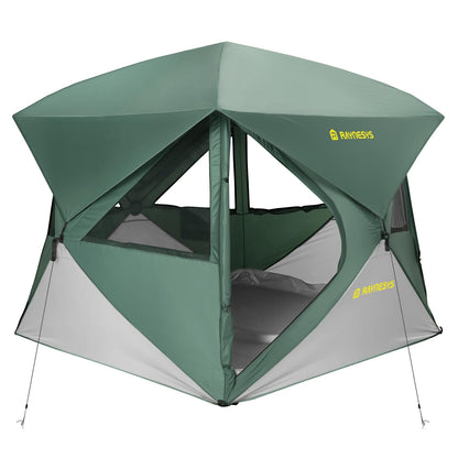 Camping Tent,Instant Cabin Tent, Setup in 60 Seconds, 4 Person Pop up Tents for Camping, Hub Tents, Rainfly, Windproof, UV Resistant, Large Camping Tent Sun Shelter with Removable Floor