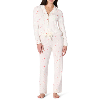 Amazon Essentials x Sofia Grainge Women's Stretch Modal Long-Sleeve and Full-Length Bottom Pajama Set, Ivory Multi Hearts, Medium