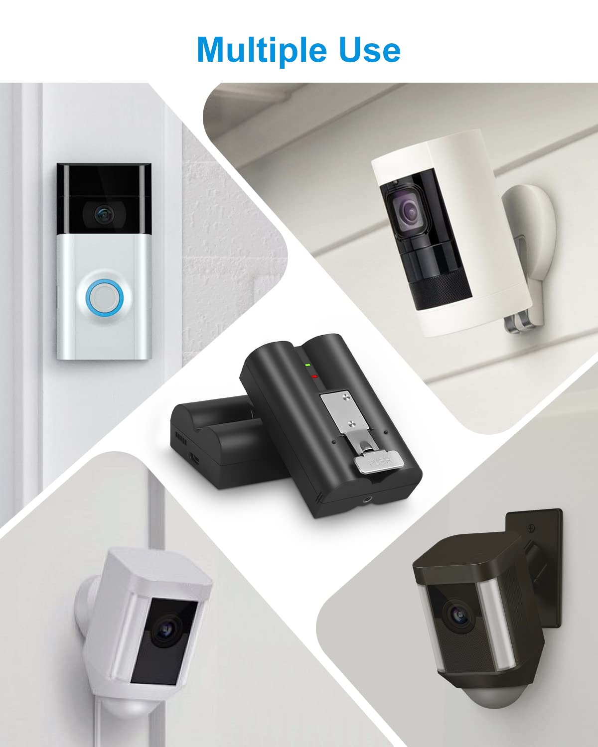 2Pack Replacement for Ring Battery Compatible with Ring-Doorbell-Camera 2/3/4/3plus, Stick Up Camera (2nd and 3rd Gen), Also for Spotlight Cam and Peephole Cam, Rechargeable 3.65V 6040mAh Battery