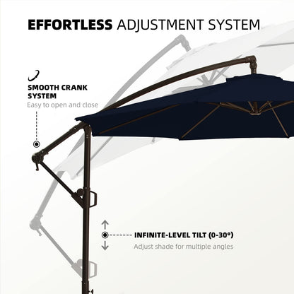wikiwiki 10ft Patio Umbrellas Offset Outdoor Umbrella Cantilever hanging Umbrellas w/Infinite Tilt, Fade Resistant Waterproof RECYCLED FABRIC Canopy & Cross Base, for Yard, Garden & Deck, Navy Blue