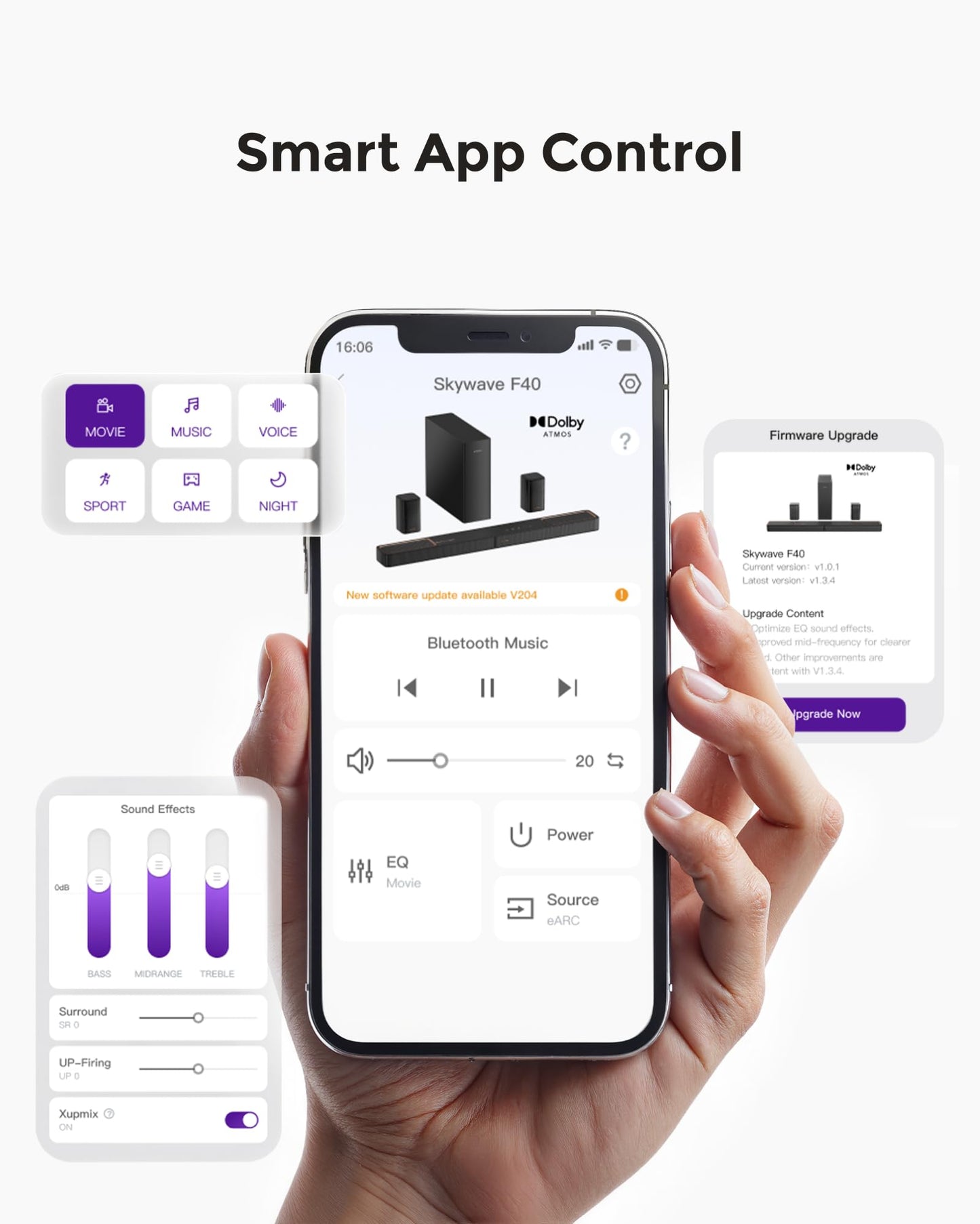 ULTIMEA 5.1.2ch Sound Bar with Dolby Atmos, Surround Sound System for TV with 2 Surround Speakers, Sound Bar for Smart TV, Soundbar for Home Theater, BT 5.4, HDMI eARC, Skywave F40 (New, 2025 Model)