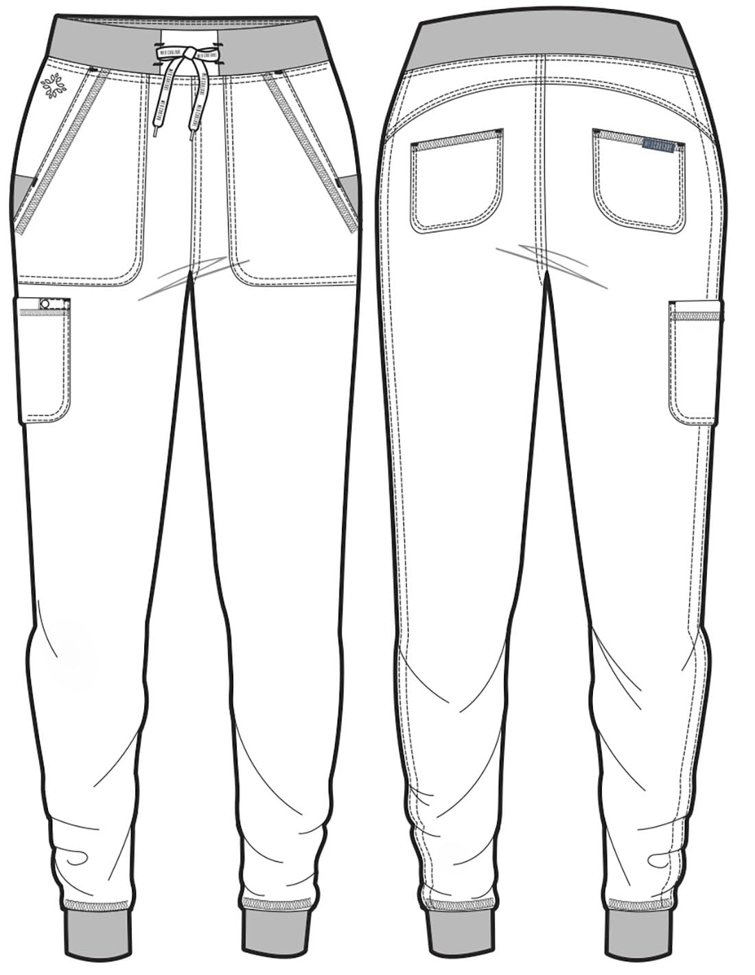 Med Couture Scrub Pants for Women Cargo Jogger Bottoms with 5 Pockets, Lightweight, Ultra Soft, 2-Way Stretch Fabric - MC7710, S, Galaxy