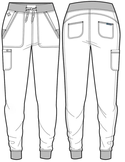 Med Couture Scrub Pants for Women Cargo Jogger Bottoms with 5 Pockets, Lightweight, Ultra Soft, 2-Way Stretch Fabric - MC7710, S, Galaxy