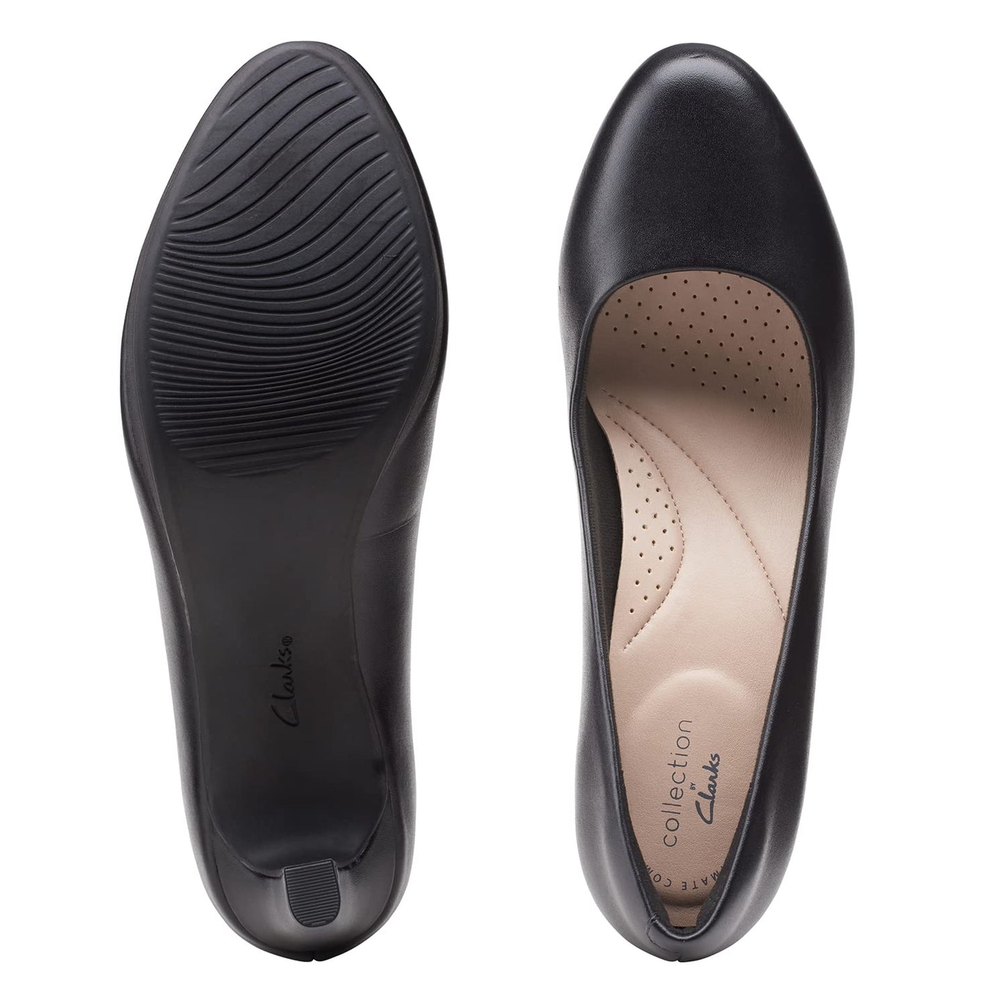 Clarks womens Ambyr Joy Pump, Black Leather, 9.5 Wide US