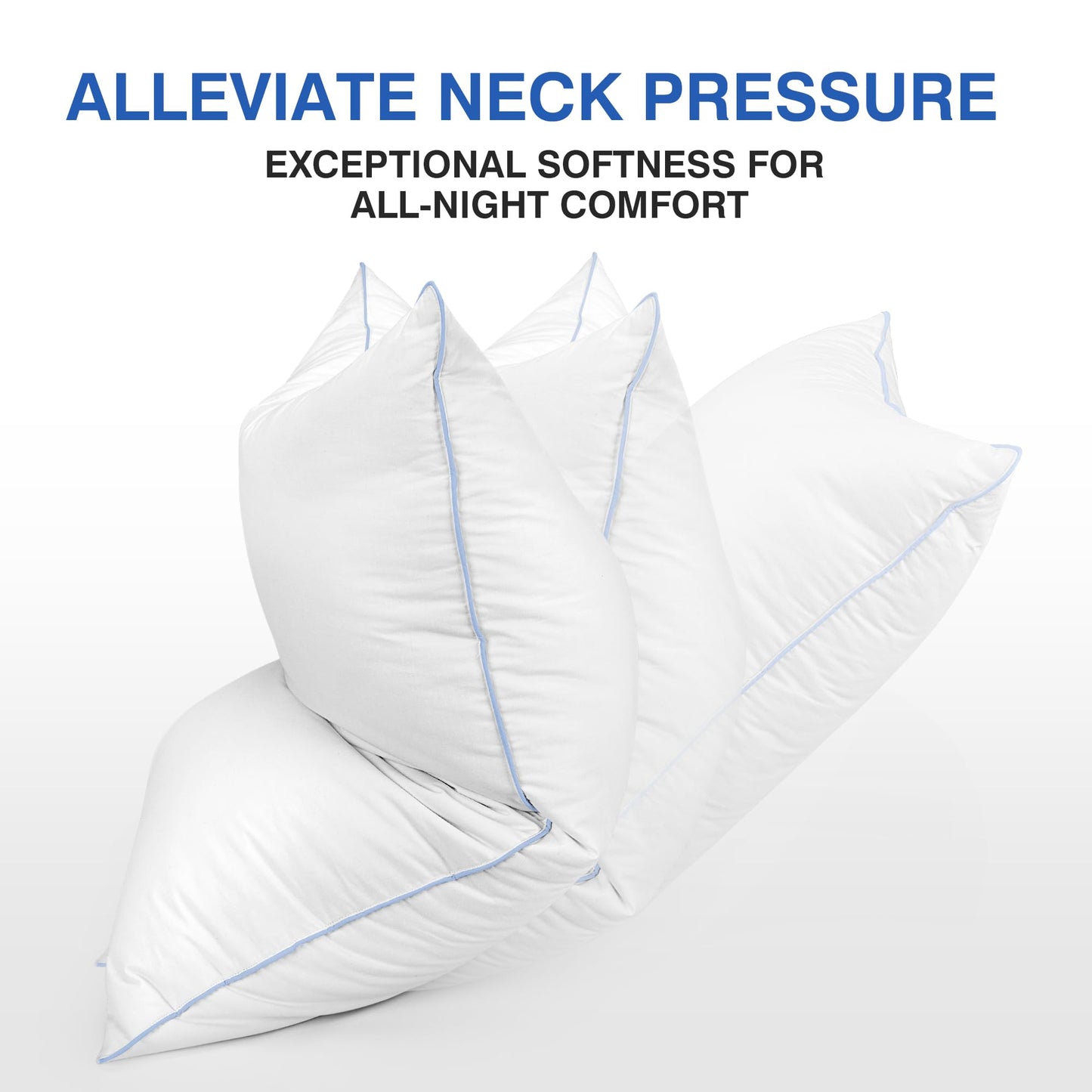 zibroges Goose Feather Pillow Queen Size Pack of 2 - Down Hotel Bed Pillows for Sleeping, Soft 600 Thread Count Cotton Cover, Fluffy Support Surround Fill Polyester for Back, Stomach, Side Sleepers