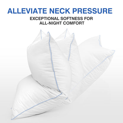 zibroges Goose Feather Pillow Queen Size Pack of 2 - Down Hotel Bed Pillows for Sleeping, Soft 600 Thread Count Cotton Cover, Fluffy Support Surround Fill Polyester for Back, Stomach, Side Sleepers