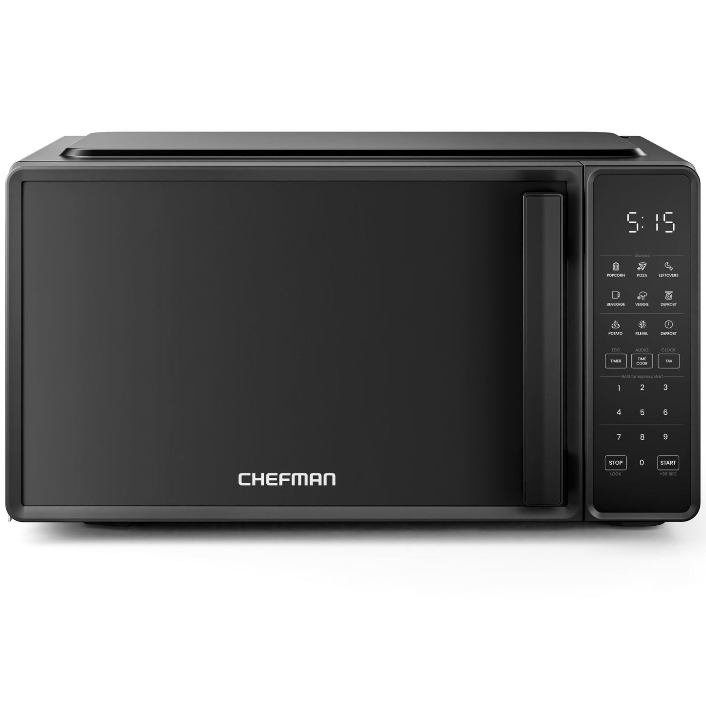 Chefman Countertop Microwave Oven 0.7 Cu. Ft., 700 Watts with 10 Power Levels, 6 Cooking Presets with One-Touch Express Cook, Eco Mode, Child Safety Lock, & Mute Button - Black