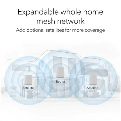 NETGEAR Orbi Whole Home Tri-Band WiFi 6 Mesh Network System (RBK663) – Router with 2 Satellite Extenders, Security Features, Coverage up to 6,600 sq. ft., 75 Devices - AX3800 (Up to 3.8Gbps)