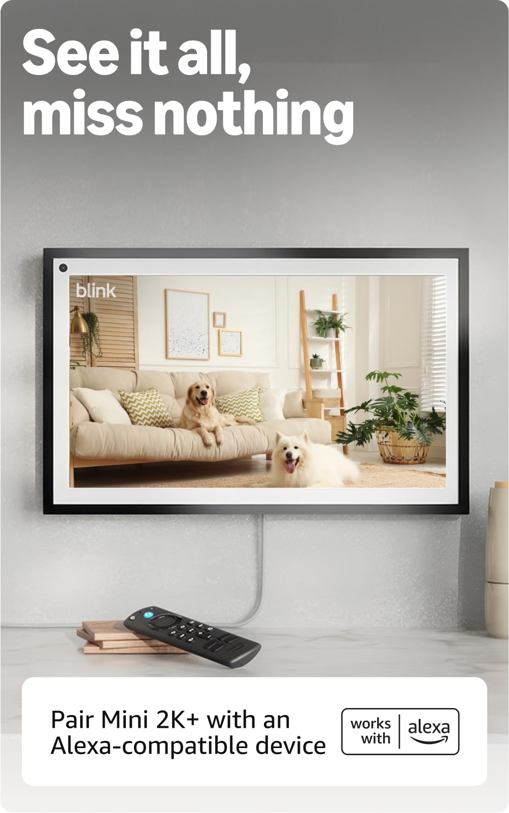 Blink Mini 2K+ (newest model) – Plug-in Home & Pet Security Camera with 2K video resolution, color night vision, enhanced audio, motion detection – 2 cameras (Black)