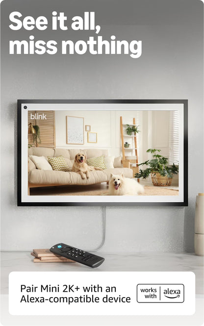 Blink Mini 2K+ (newest model) – Plug-in Home & Pet Security Camera with 2K video resolution, color night vision, enhanced audio, motion detection – 2 cameras (Black)