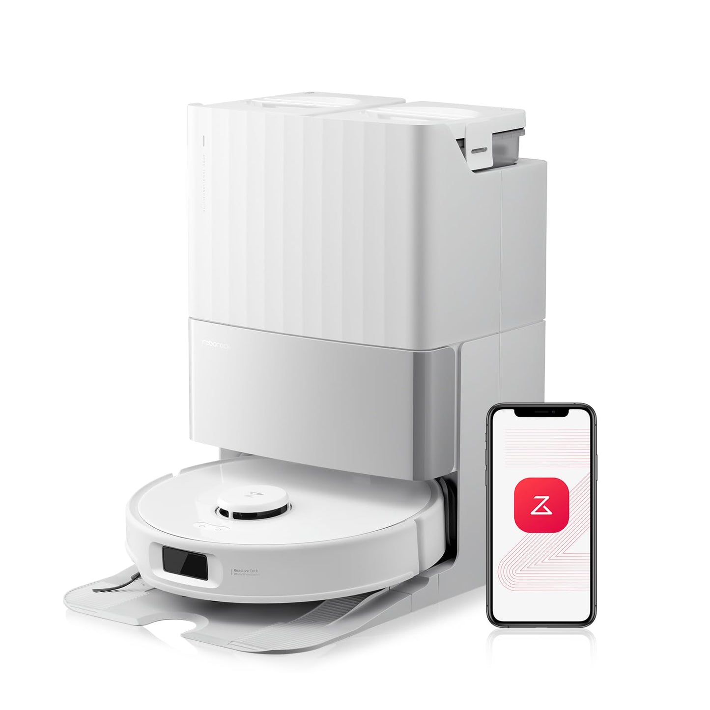 Roborock Qrevo Edge S5A Robot Vacuum and Mop, 17,000Pa, Zero-Tangling, DuoDivide Main Brush, FlexiArm Side Brush, Hot Water Mop Washing & Self-Cleaning, Warm Air Drying, Self-Emptying, White