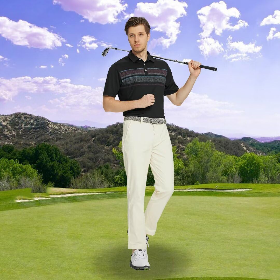 M MAELREG Mens Golf Pants Flat Front Waterproof Lightweight -30"/32"/34" Slim Fit Chino Casual Dress Pants for Men Beige