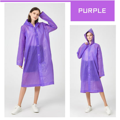 RUISHYY Rain Ponchos for Adults Women Men (2-5 Pack), Reusable EVA Raincoats Jackets with Hood Portable Waterproof Rain Gear (Purple x 2)