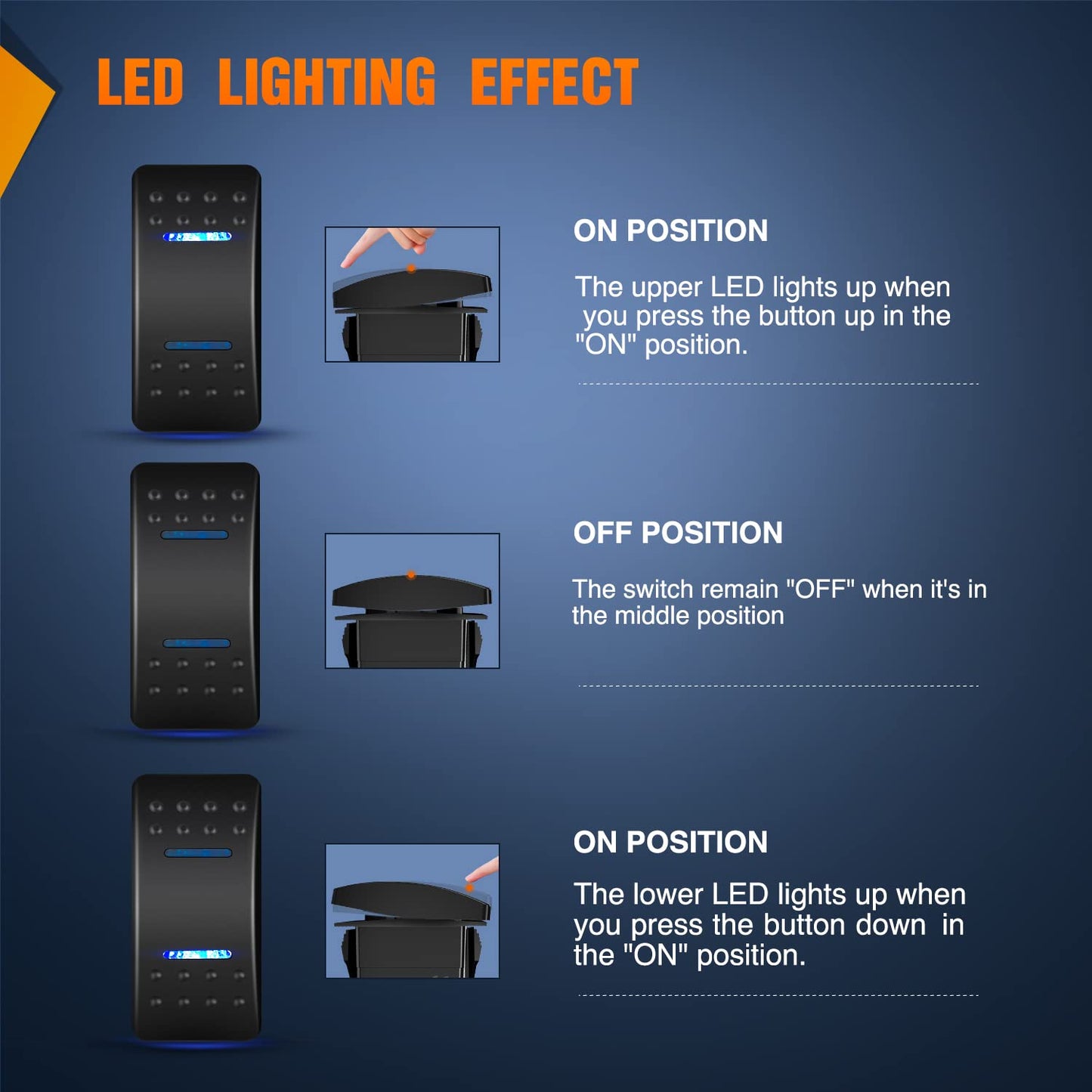 Nilight Waterproof Rocker Switch Toggle ON/Off/ON DPDT 7Pin 12V 24V Jumper Wires Winch Pump for Cars Trucks Caravans Boats RV SUV ATV UTV