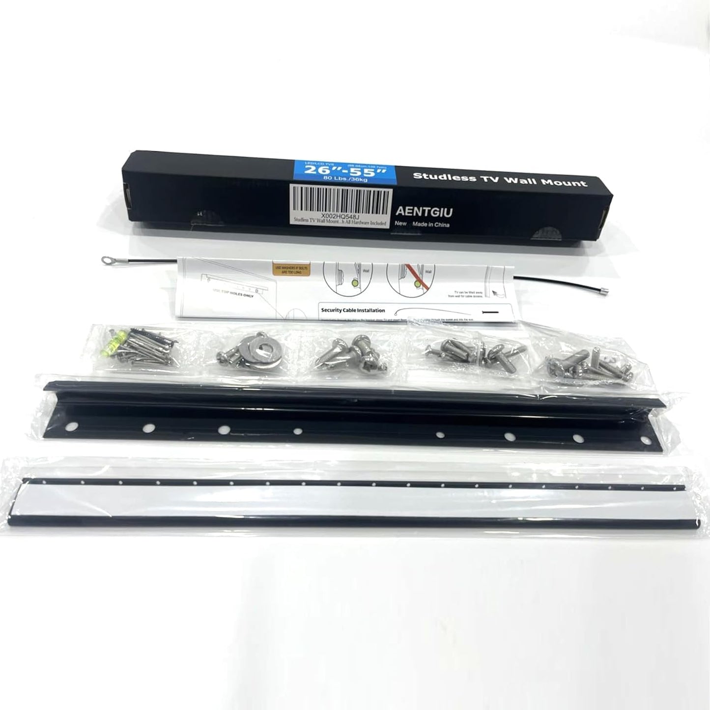 AENTGIU Studless TV Wall Mount, Heavy Duty Drywall TV Bracket Hanger for 26-55 inch Flat Screen TVs, No Stud, NO Drill, No Anchors, Easy Install with All Hardware Included