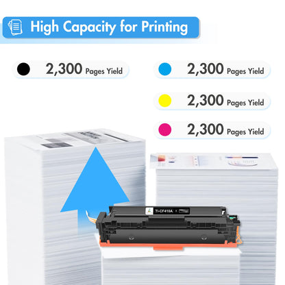 TRUE IMAGE Compatible 410A Toner Cartridge Replacement for HP 410A 410X 410 CF410A CF411A CF412A CF413A Color Laserjet Pro MFP M477fnw M477fdw M477fdn M452dn M452nw M477 Printer (4-Pack)