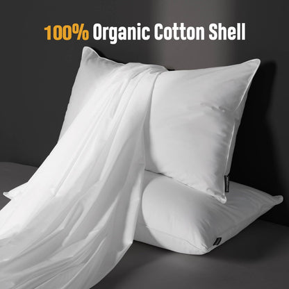 DOWNSTORIA Luxury Feather Down Pillow King Size Set of 2 Pack, 100% Cotton Hotel Collection Bed Pillows for Sleeping, Down Surrounded Soft Medium Firm Pillows for Side Back Stomach Sleepers 20" x 36"