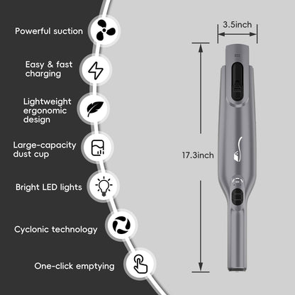 AYONTIN Cordless Handheld Vacuum, Lightweight Portable Hand Vacuum Cleaner with LED Light,Rechargeable Hand Held Vacuum with Charging Dock, Powerful Suction for Office, Home,Car,Silver