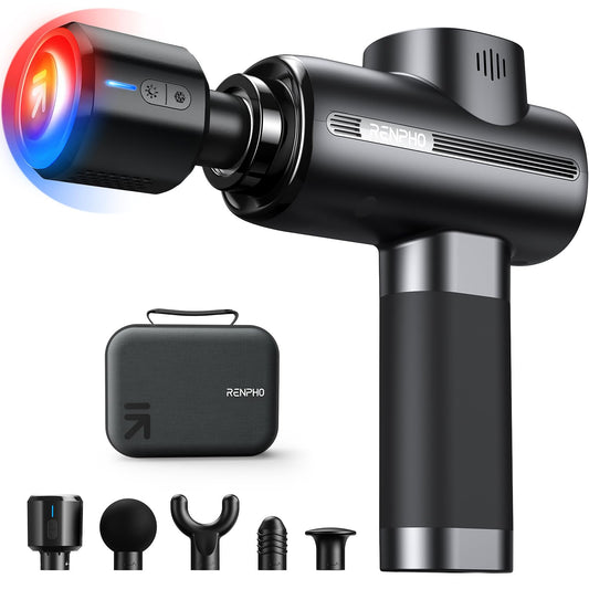 RENPHO Thermacool Massage Gun Deep Tissue with Heat and Cold Head, Mothers Day Gifts, FSA HSA Eligible, Handheld Muscle Massager with Carry Case, Body Masajeador for Men Women Athletes, Active