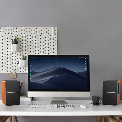 Edifier R1280DB Powered Bluetooth Bookshelf Speakers - Optical Input - Wireless Studio Monitors - 4 Inch Near Field Speaker - 42w RMS - Wood Grain