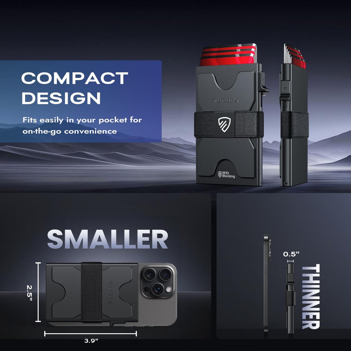 Slim Card Holder Wallet for Men, Minimalist RFID Blocking Wallet with Pop-Up Function, Ultra-Thin Design, Metal Business Card Cases holds 12+ Cards, Gifts for Men, Men's Accessories