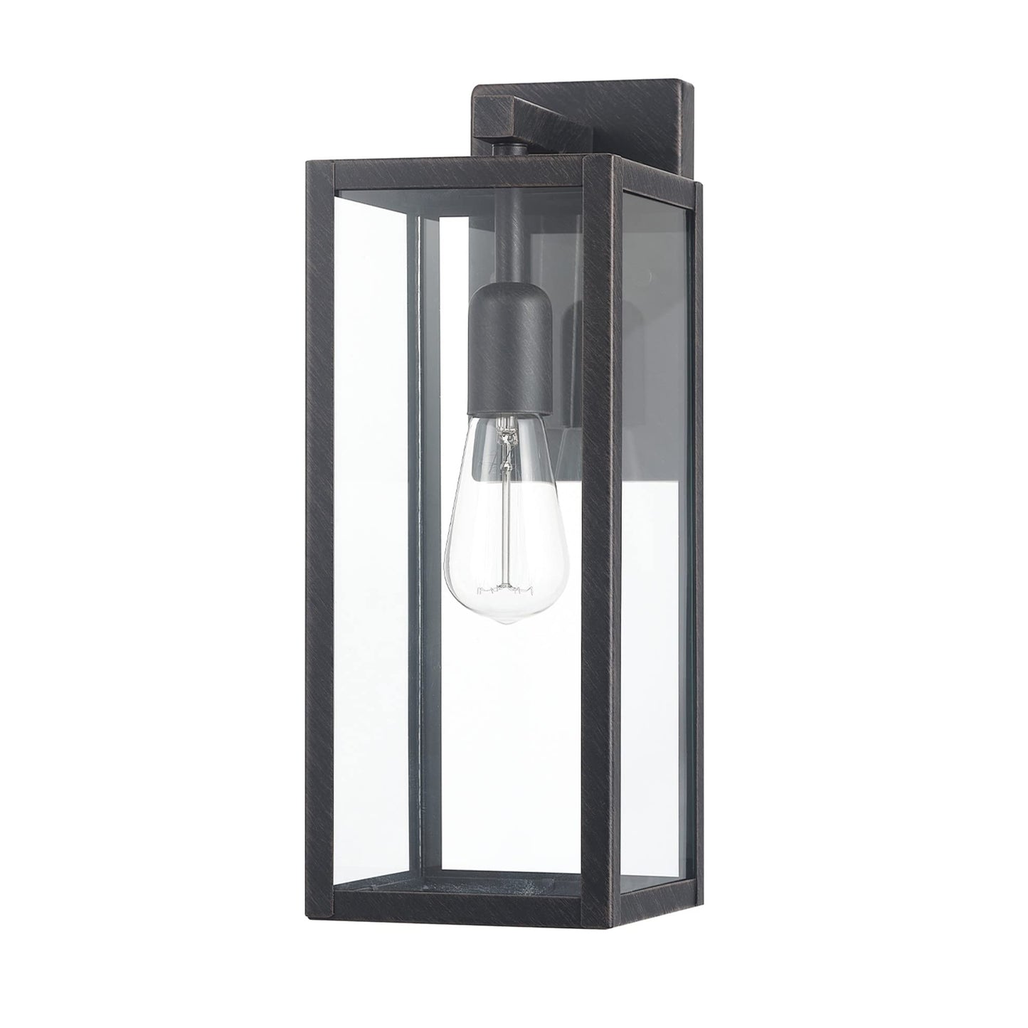 GLOBE Electric 44837 1-Light Outdoor Indoor Wall Sconce, Brushed Dark Bronze, Clear Glass Shade, Back Porch Lights, Front Patio, Garage Fixture, Exterior Lighting for House