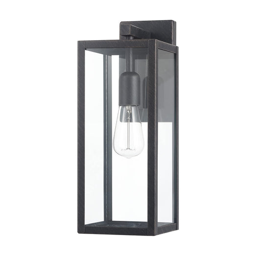 GLOBE Electric 44837 1-Light Outdoor Indoor Wall Sconce, Brushed Dark Bronze, Clear Glass Shade, Back Porch Lights, Front Patio, Garage Fixture, Exterior Lighting for House