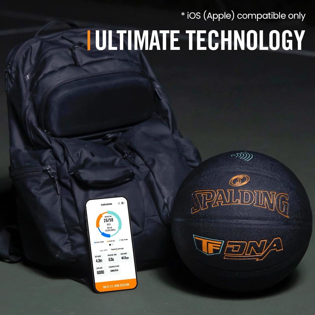 Spalding TF DNA Smart Basketball + 1 Yr App Subscription Bundle I iOS Compatible Only I All Surface Material