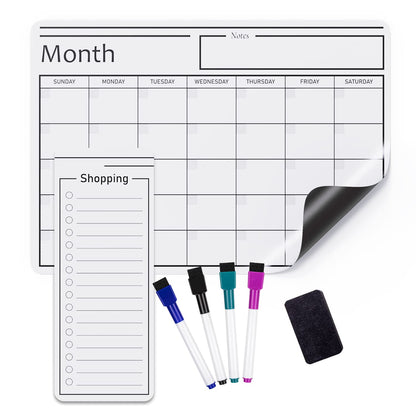 Amazon Basics Magnetic Dry Erase Whiteboard Calendar, 12" x 17", Includes 4 Markers And Eraser