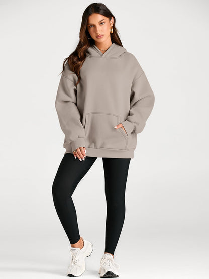 Trendy Queen Womens Oversized Hoodies Fleece Sweatshirts Long Sleeve Sweaters Pullover Fall Outfits Winter Clothes Coffee Grey M