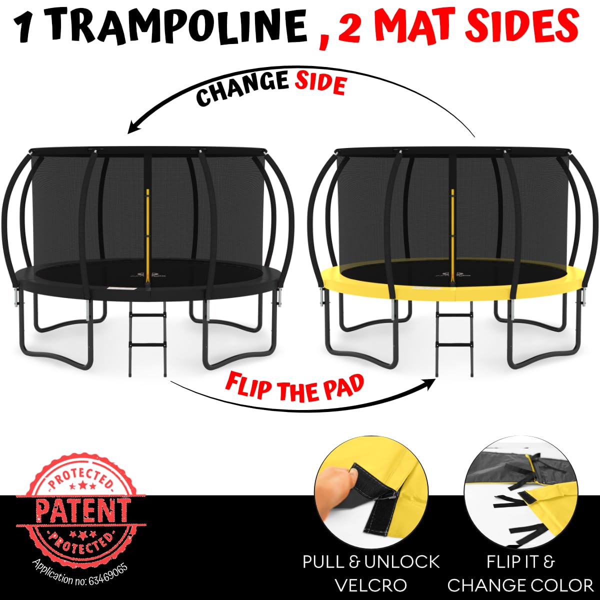 JUMPZYLLA Trampoline 8FT 10FT 12FT 14FT 15FT 16FT Trampoline with Enclosure - Recreational Trampolines with Ladder and AntiRust Coating, ASTM Approval Outdoor Trampoline for Kids