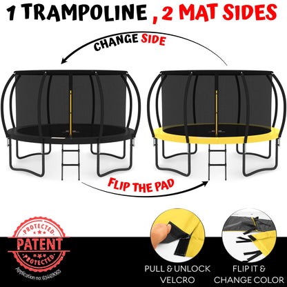 JUMPZYLLA Trampoline 8FT 10FT 12FT 14FT 15FT 16FT Trampoline with Enclosure - Recreational Trampolines with Ladder and AntiRust Coating, ASTM Approval Outdoor Trampoline for Kids