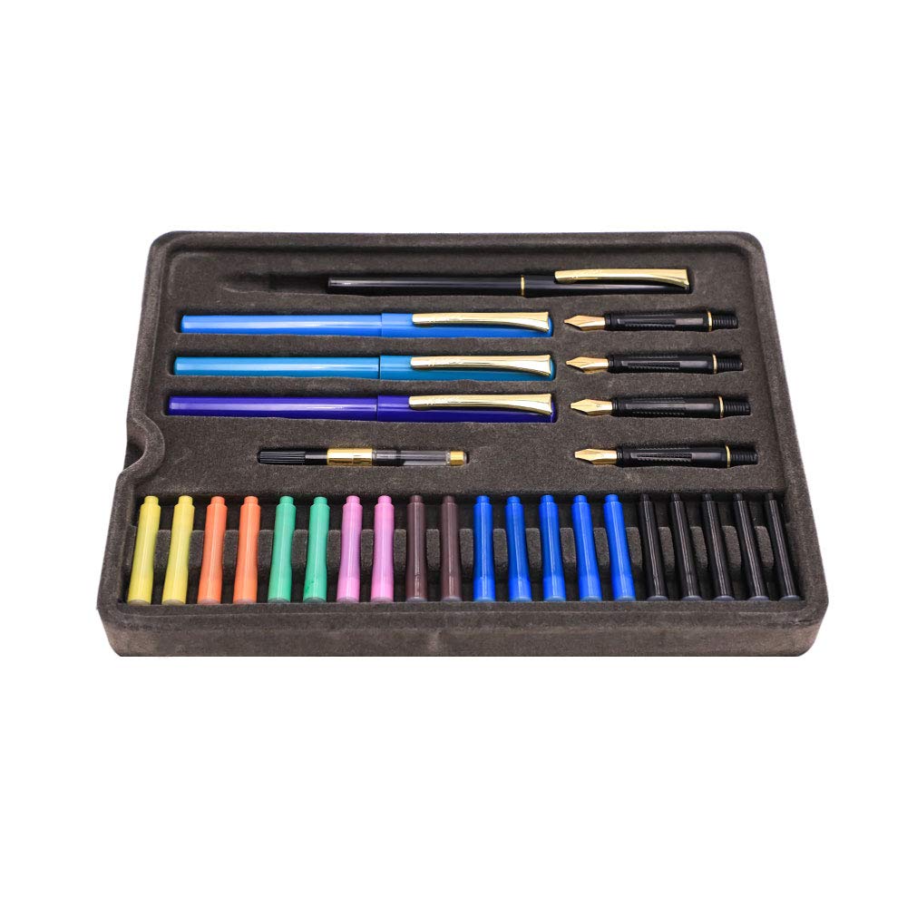 Mont Marte Calligraphy Set, 32 Piece. Includes Calligraphy Pens, Calligraphy Nibs, Ink Cartridges, Introduction Booklet and Exercise Booklet, Packaging May Vary