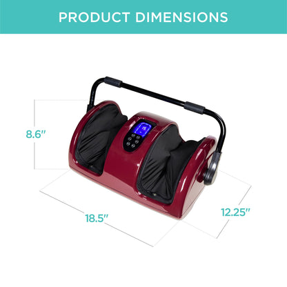 Best Choice Products Heated Foot Massager Machine Shiatsu Leg Massager, Therapeutic Reflexology Calf Massager w/Blood Circulation, Nerve Pain, Deep Kneading, High-Intensity Rollers - Burgundy