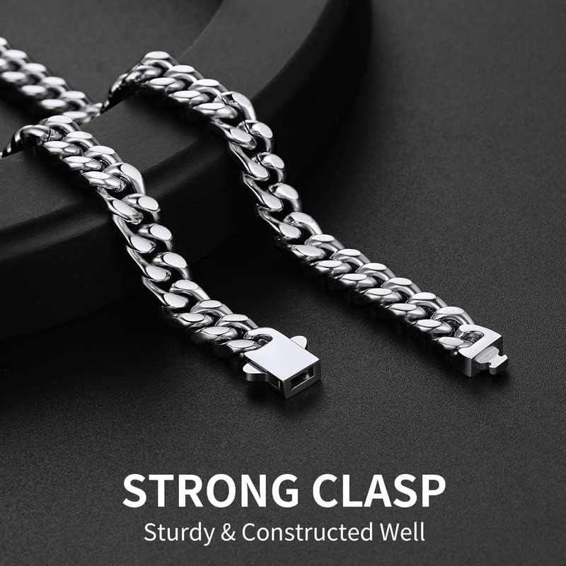 Stainless Steel Mens Cuban Link Chain, Miami Cuban Chain Necklace for Men, 7mm Wide Hip Hop Mens Jewelry, 20"