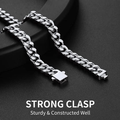 Stainless Steel Mens Cuban Link Chain, Miami Cuban Chain Necklace for Men, 7mm Wide Hip Hop Mens Jewelry, 20"