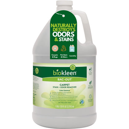 Biokleen Bac-Out Enzyme Stain & Odor Remover - 128 Ounces - Destroys Stains & Odors Safely, for Pet Stains, Laundry, Diapers, Wine, Carpets, & More, Eco-Friendly, Non-Toxic
