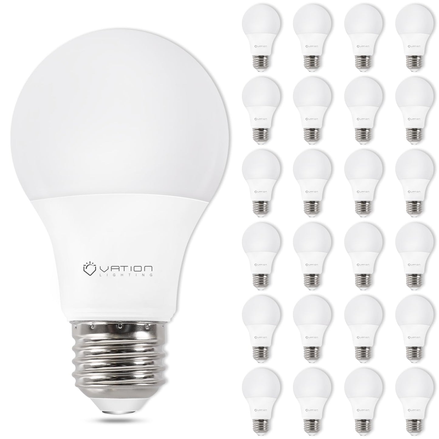 VATION LIGHTING 24 Pack A19 LED Light Bulb Daylight 5000K LED Bulbs, 60 Watt Equivalent, Efficient 8.5 Watt, 800 Lumens, E26 Medium Base, Non-Dimmable, ETL/UL Listed