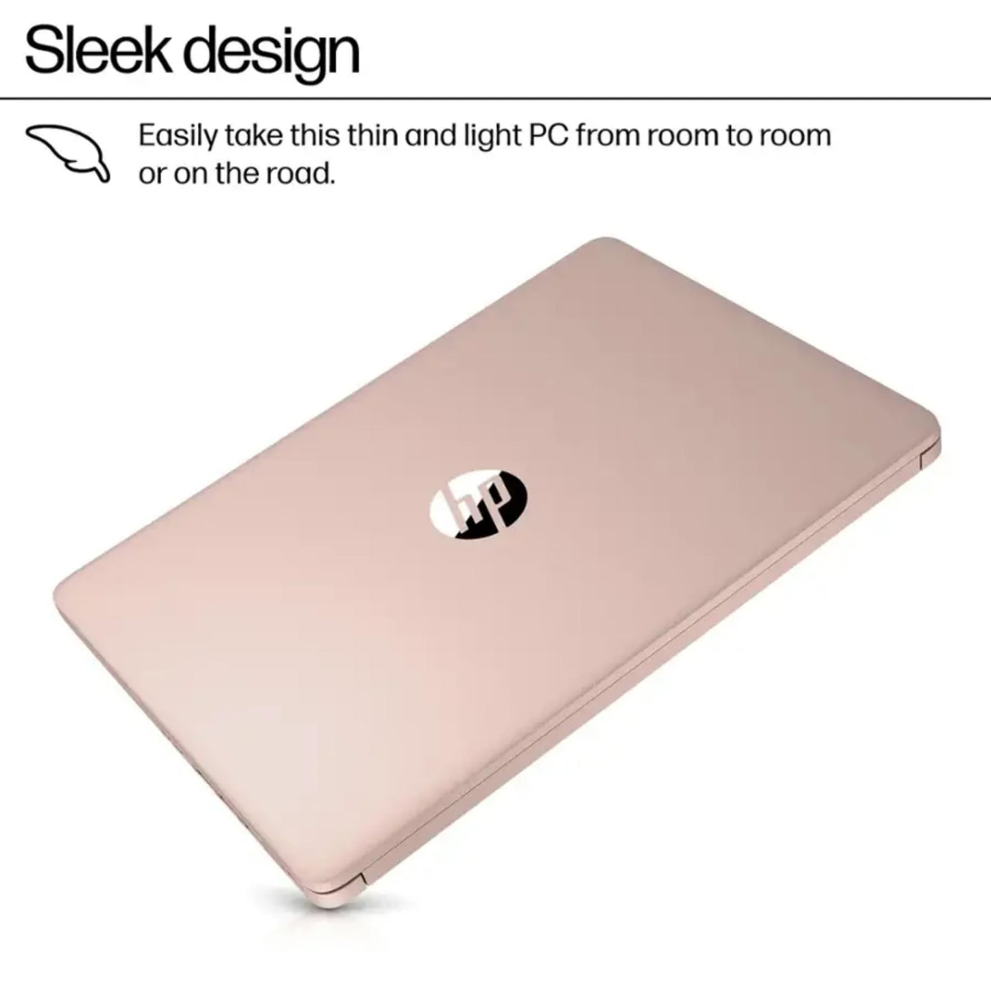HP Rose Gold Ultrabook Laptop with Microsoft Office 365, Intel 2-Core CPU, 1.1TB Storage (1TB OneDrive and 64GB SSD), 8GB RAM, Windows 11, No Mouse