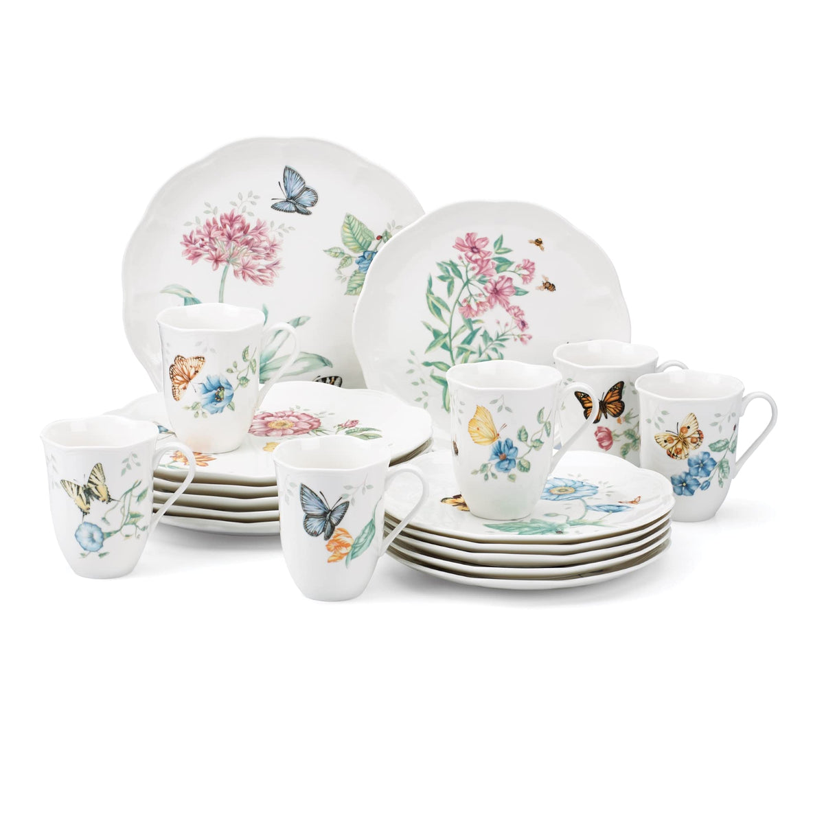 Lenox 6342794 Lenox Butterfly Meadow 18-Piece Dinnerware Set White