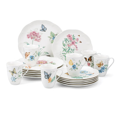 Lenox 6342794 Lenox Butterfly Meadow 18-Piece Dinnerware Set White