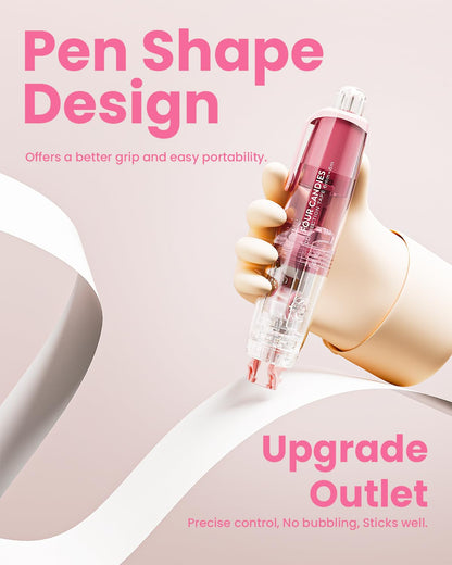 Four Candies Refillable Retractable White Correction Tape, 2PCS White Cute Smooth Push Pull Out Tape with 4 Extra Refills, Aesthetic Pen Shaped Applicator for School Office Supplies (Pink Apricot)