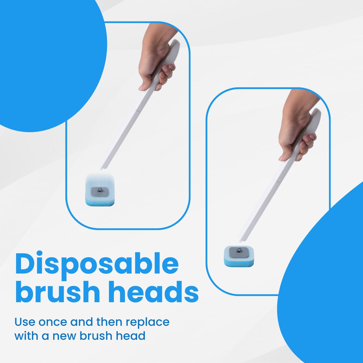 WizardFlush Toilet Brush - Disposable Toilet Bowl-Cleaner for Bathroom - Scrub Brush for Toilet - Space Saving for Storage - Deep Cleaning Wand - Easy to Assemble