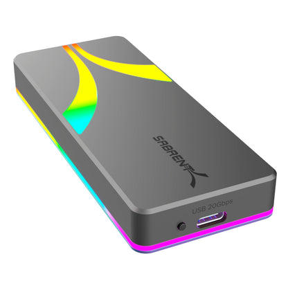 SABRENT Rocket RGB USB C 20Gbps M.2 SATA/NVMe SSD Enclosure (EC-RGBG)