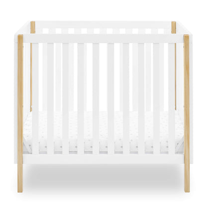 Delta Children Gio Mini Crib with 2.75" Mattress Included, Bianca White/Natural