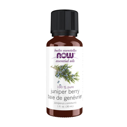 NOW Essential Oils, Juniper Berry Oil, Restoring Aromatherapy Scent, Steam Distilled, 100% Pure, Vegan, Child Resistant Cap, 1-Ounce
